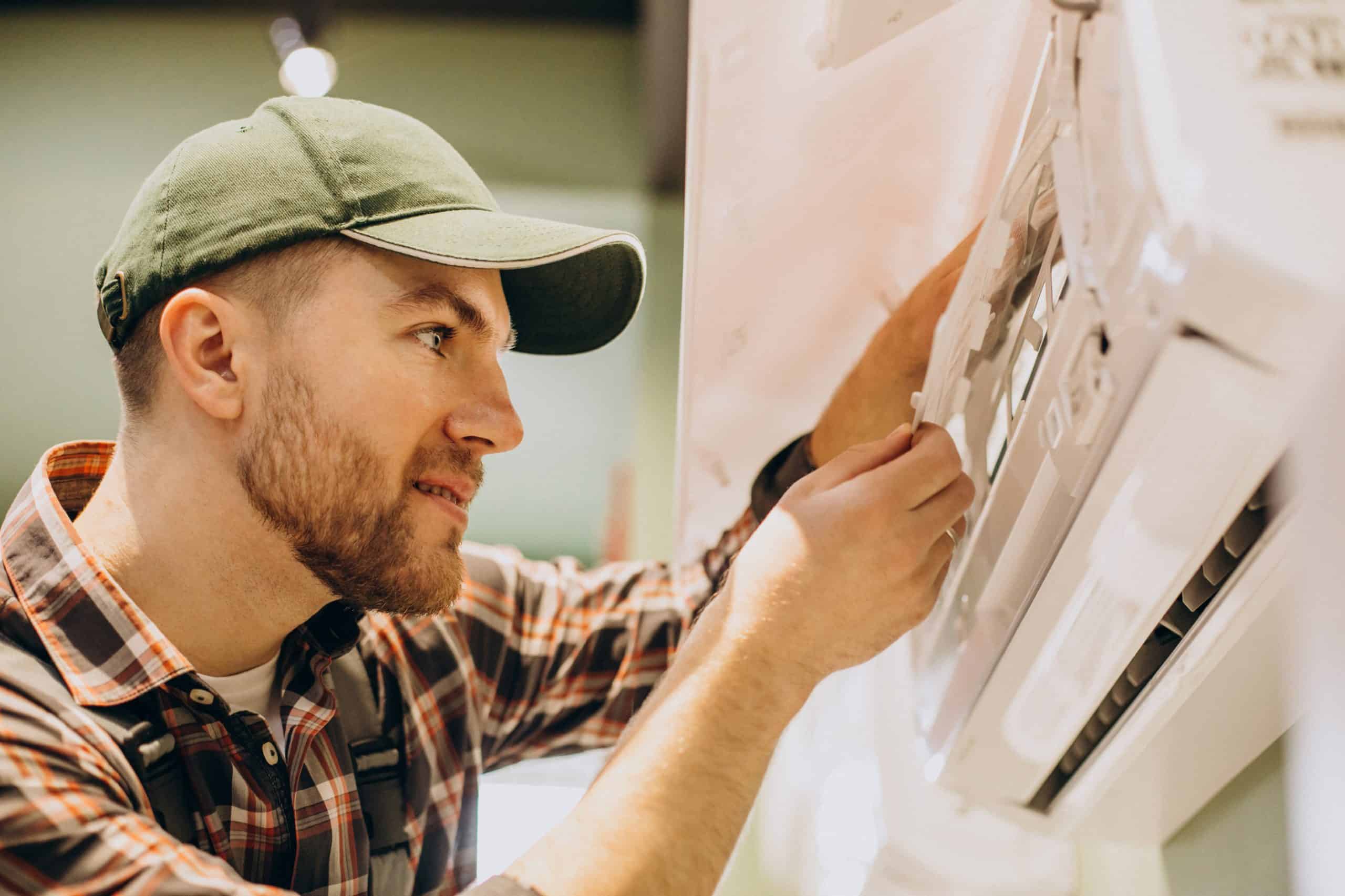 Repairman doing air conditioner servise Repairman doing air conditioner servise